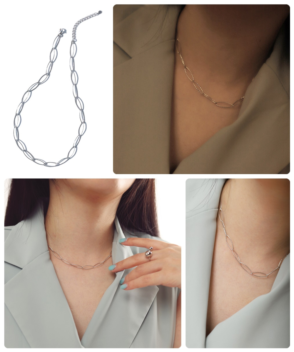 Silver925 Italy Chain Necklace PS004N Detail Cut