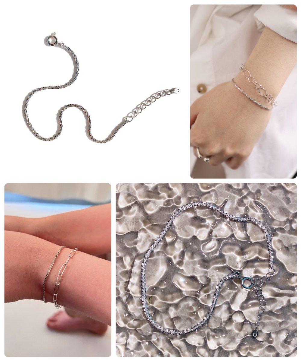 Silver925 Italy Chain Bracelet PS005B Detail Cut