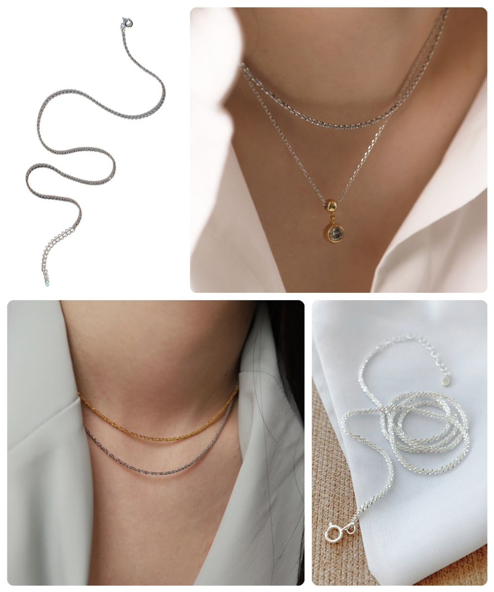 Silver925 Italy Chain Necklace PS005N Detail Cut