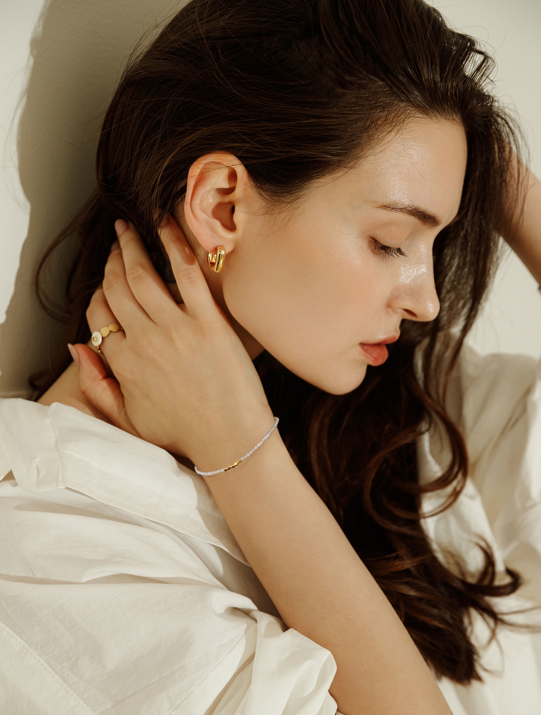 OZEL Silver925 Layer Pearl Bracelet PS007B_PE Main Photography