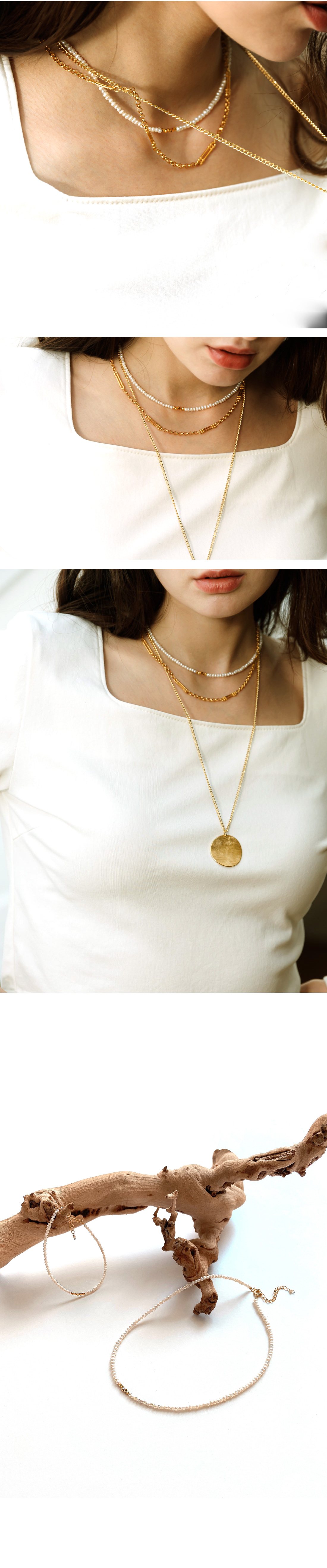 Silver925 Layer Pearl Necklace PS007N_PE Detail Cut