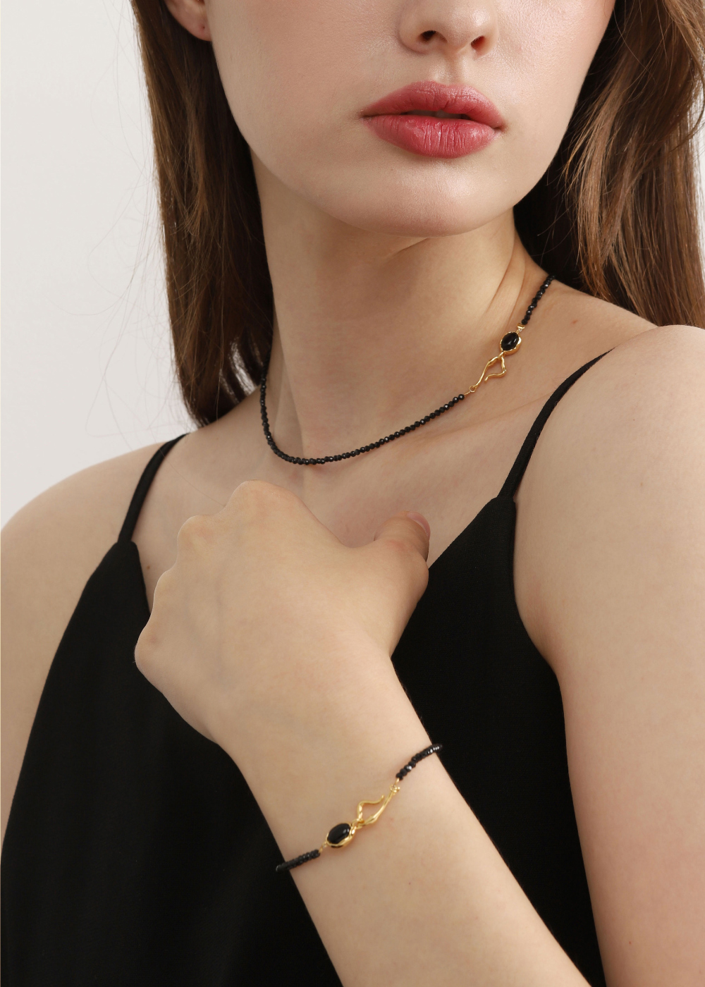 [Celeb Pick] Silver925 Black Stone Bracelet PS008B_BK_ONY Detail Cut