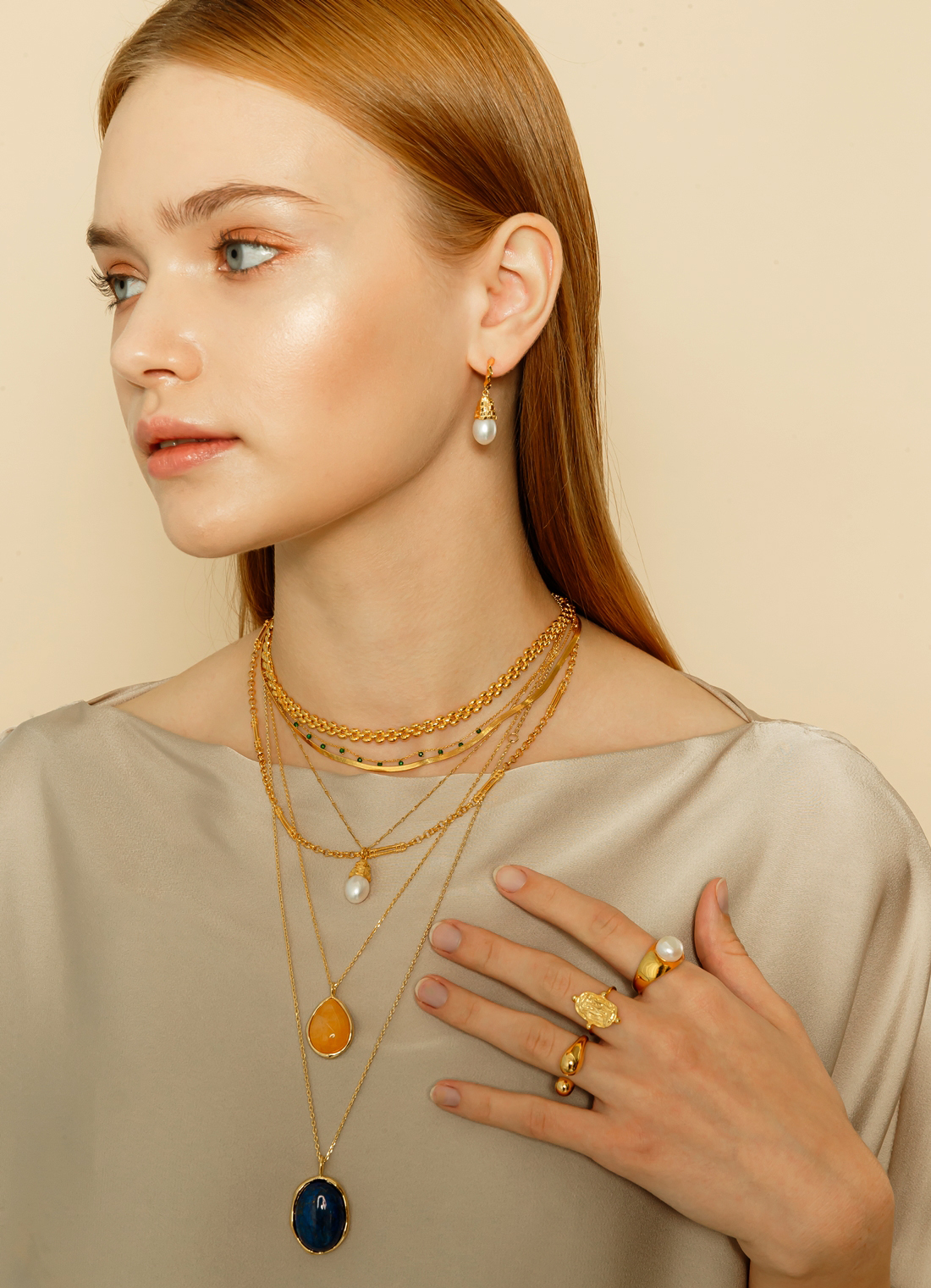 OZEL Silver925 Cliff Pearl Necklace PS009N Main Photography