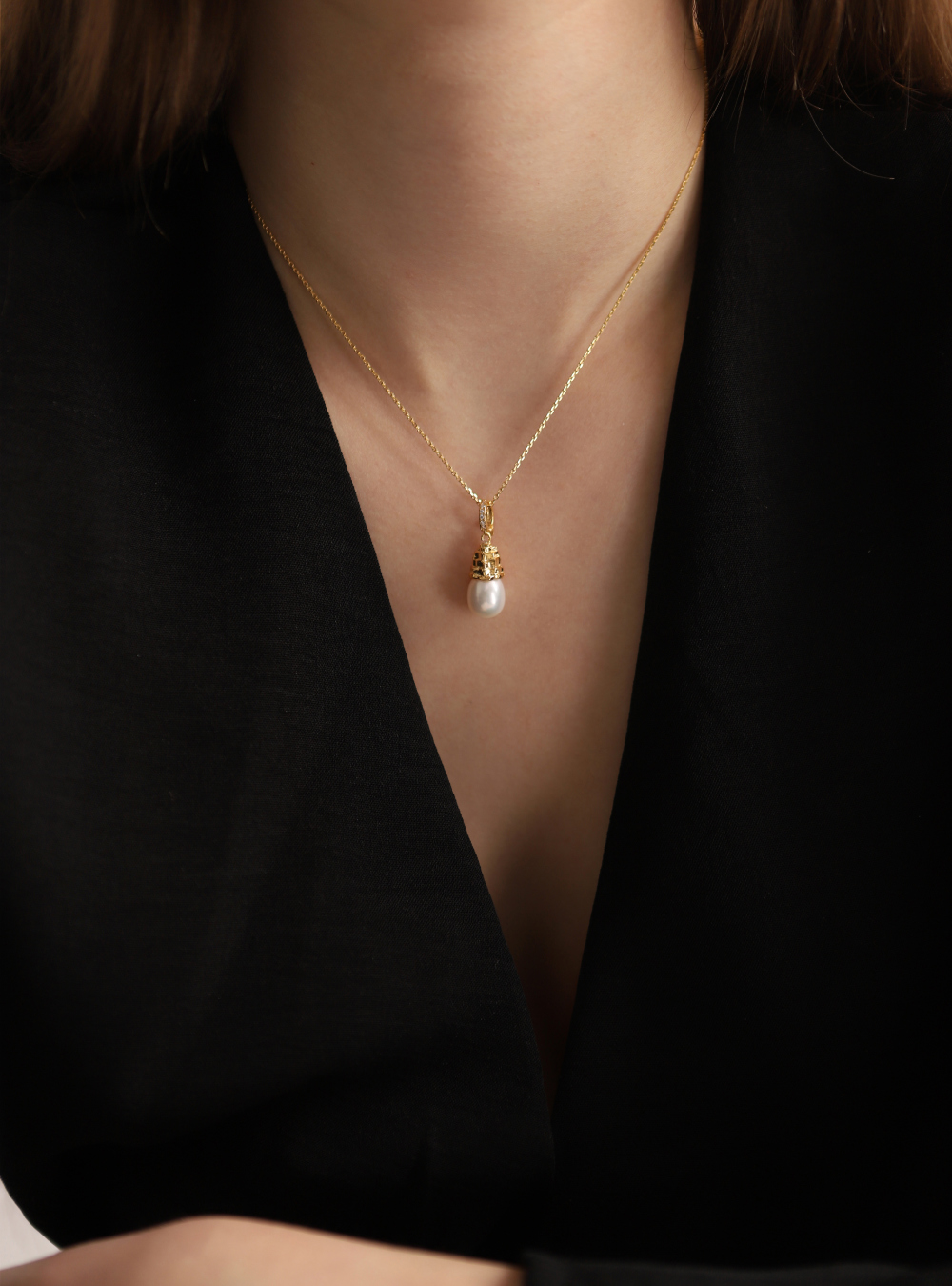 Silver925 Tear Drop Fresh Water Pearl Pendant PS009P Detail Cut