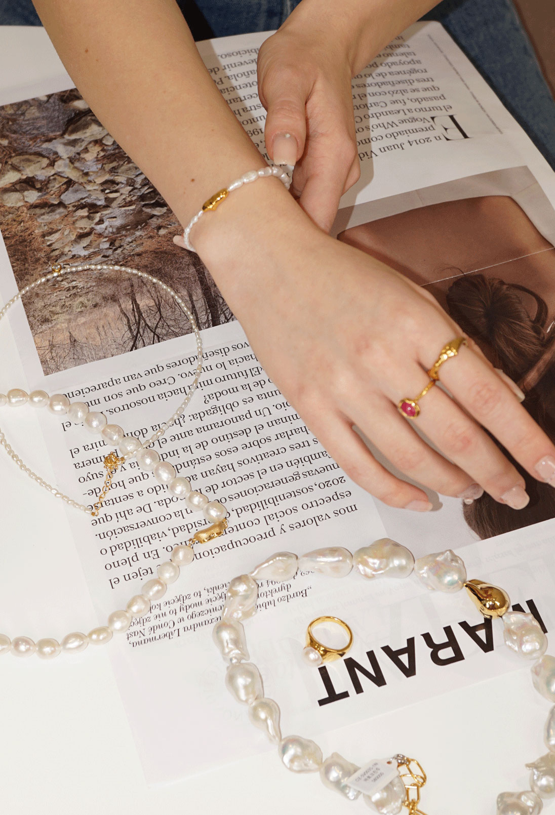 OZEL [Celeb Pick] Silver925 Kiesel Fresh Water Pearl Bracelet PS010B Main Photography
