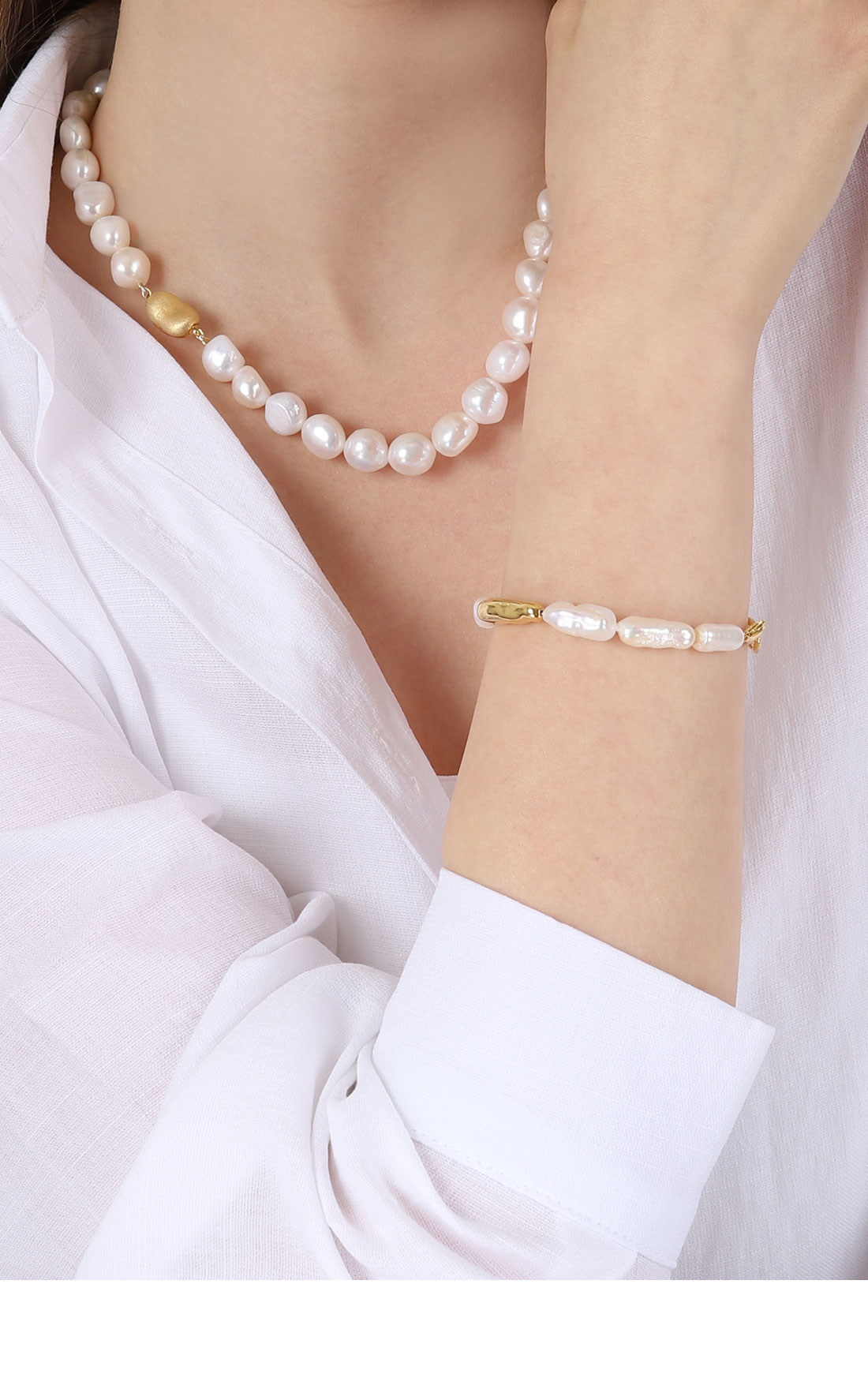 OZEL Silver925 Kiesel II Fresh Water Pearl Bracelet PS011B Main Photography