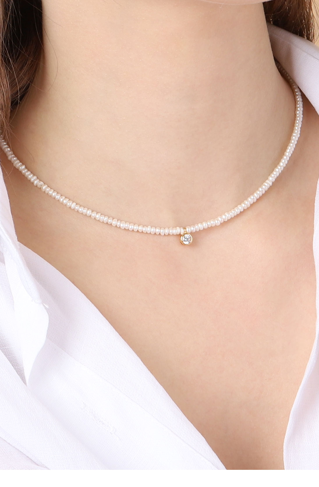 OZEL Silver925 Around º Fresh Water Pearl Necklace PS013N Main Photography