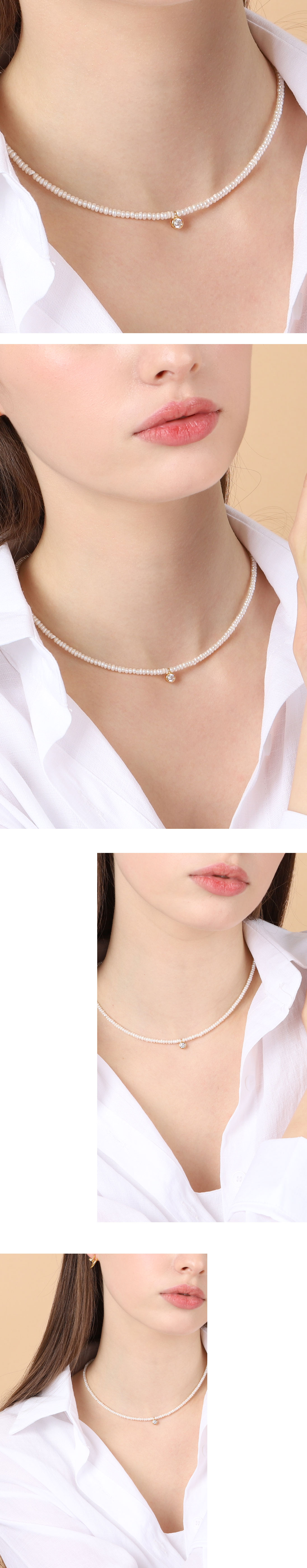 Silver925 Around º Fresh Water Pearl Necklace PS013N Detail Cut