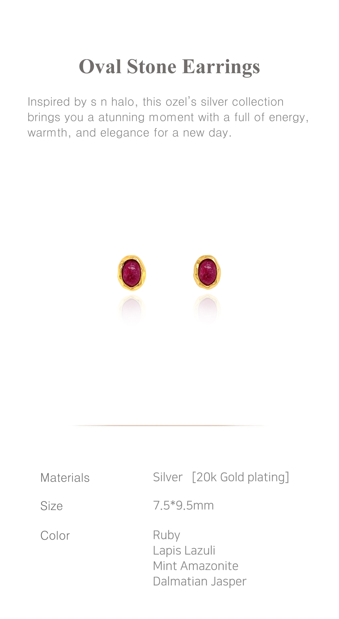 [Celeb Pick] Silver925 Oval Stone Earrings PS015E Detail Cut