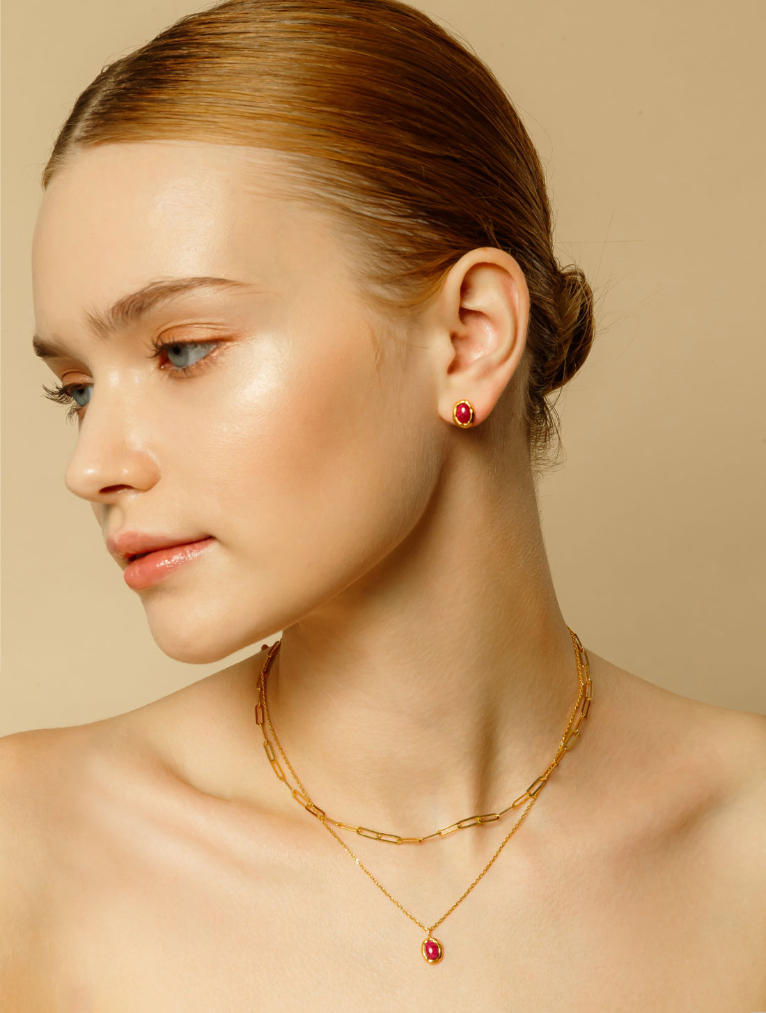 OZEL [Celeb Pick] Silver925 Oval Stone Earrings PS015E Main Photography