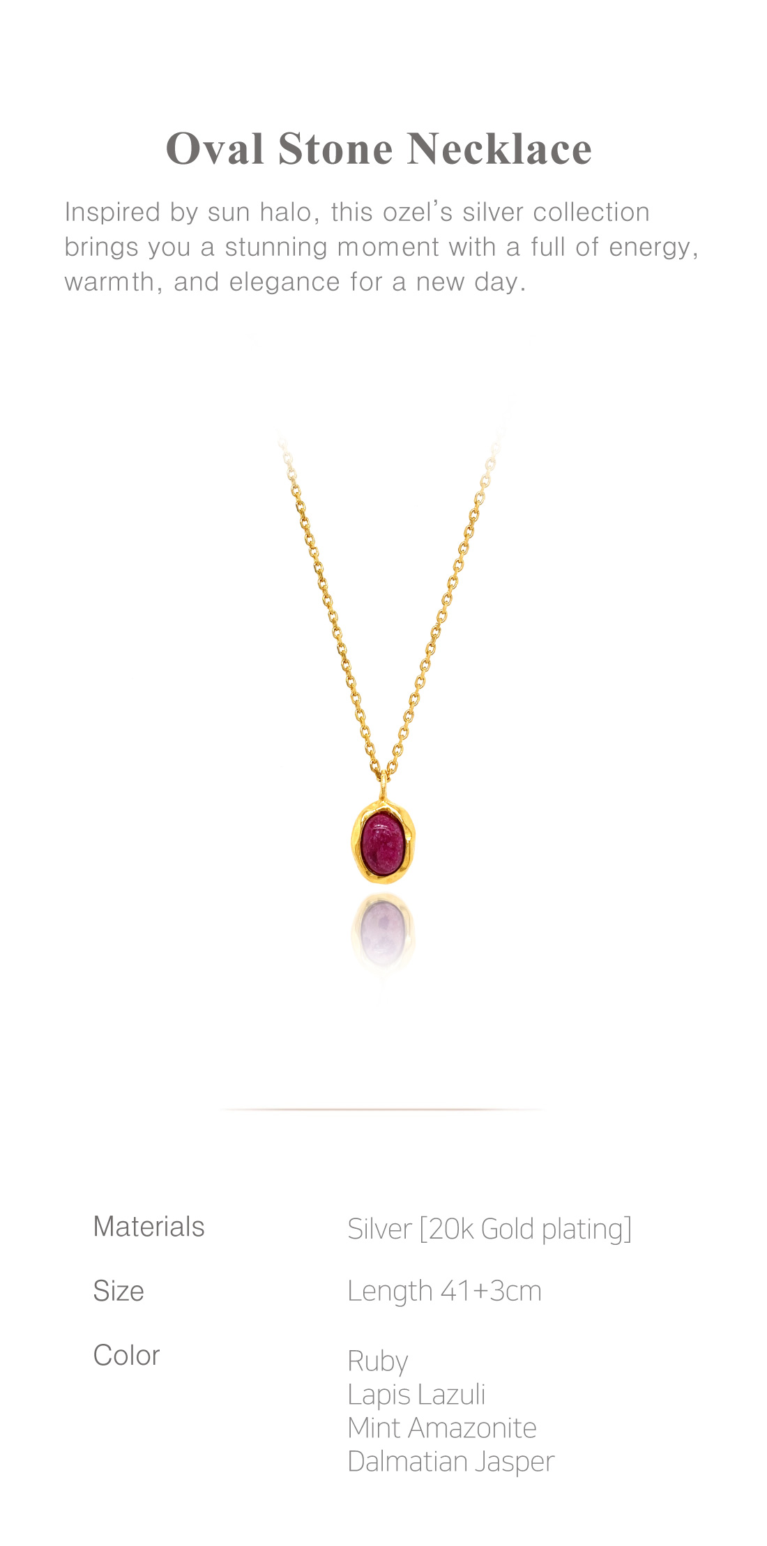 [Celeb Pick] Silver925 Oval Stone Necklace PS015N Detail Cut