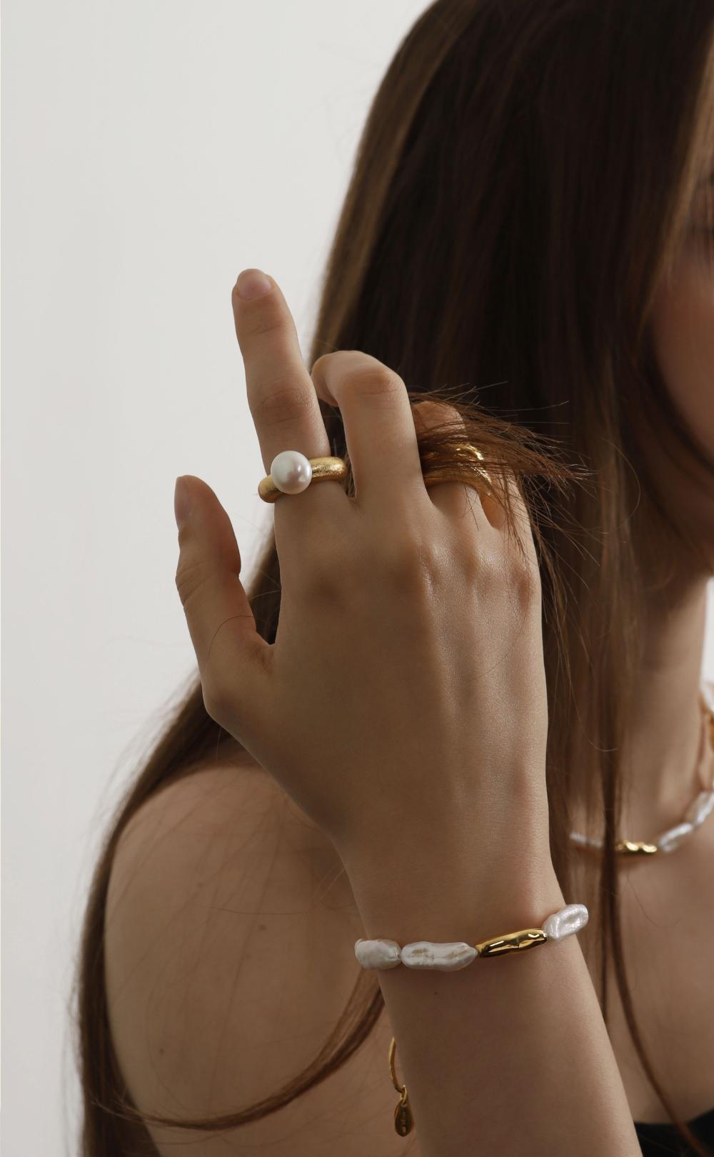[Custom] Silver925 Fresh Water Pearl Dome Ring PS022-2R Detail Cut