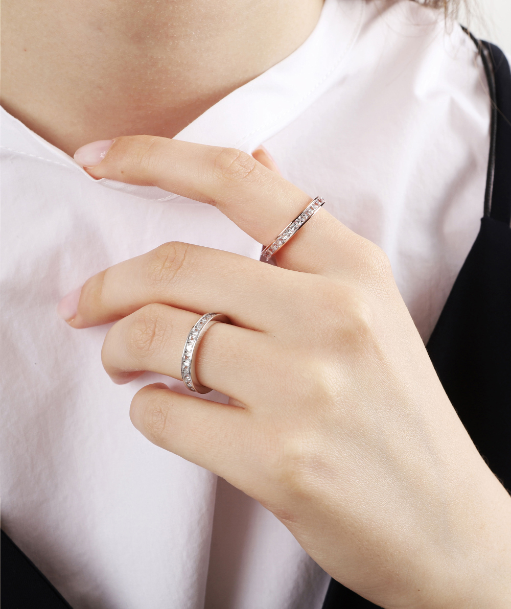 [Custom] Silver925 Square CZ Setting Ring PS034R Detail Cut