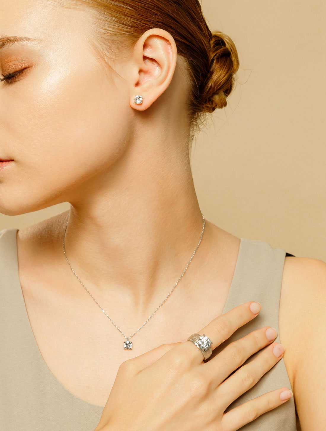 OZEL [Celeb Pick] Silver925 Ozel Prong 0.8ct Set PS038E,PS038N_6mm Main Photography