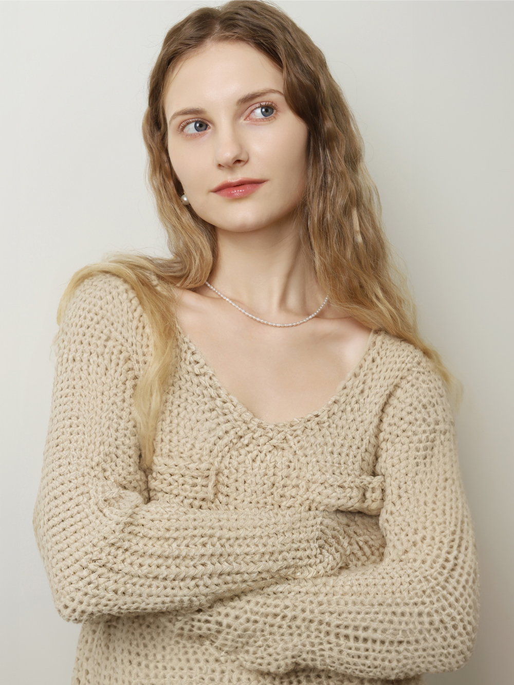 OZEL [Celeb Pick] Silver925 Classic Fresh Water Pearl beaded Necklace PS059N Main Photography