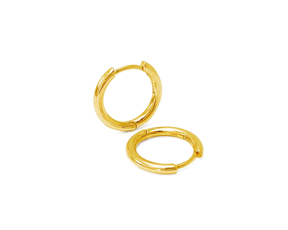 Silver925 Simple Hoop Earrings PS072E Detail Cut