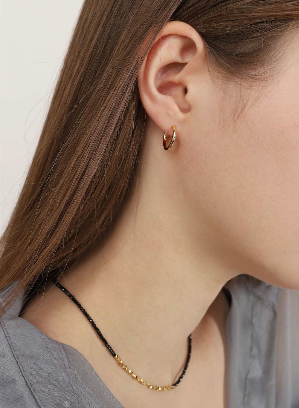 Silver925 Simple Hoop Earrings PS072E Detail Cut