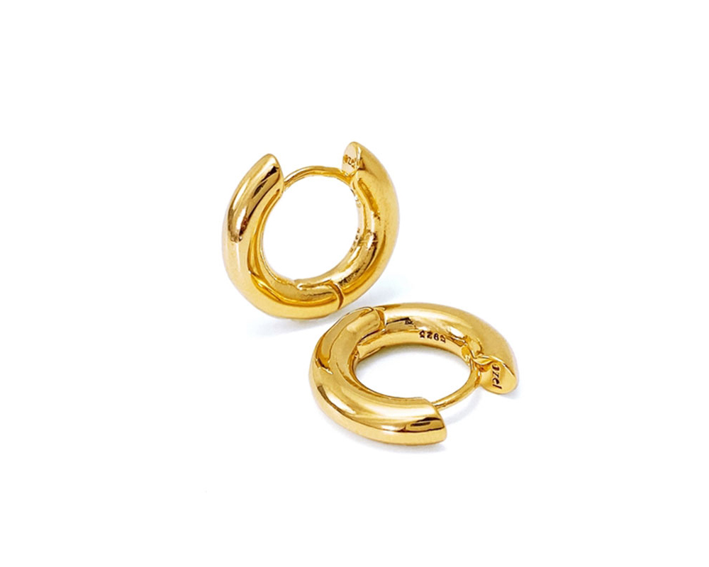 Silver925 Basic Hoop Earrings PS073E Detail Cut