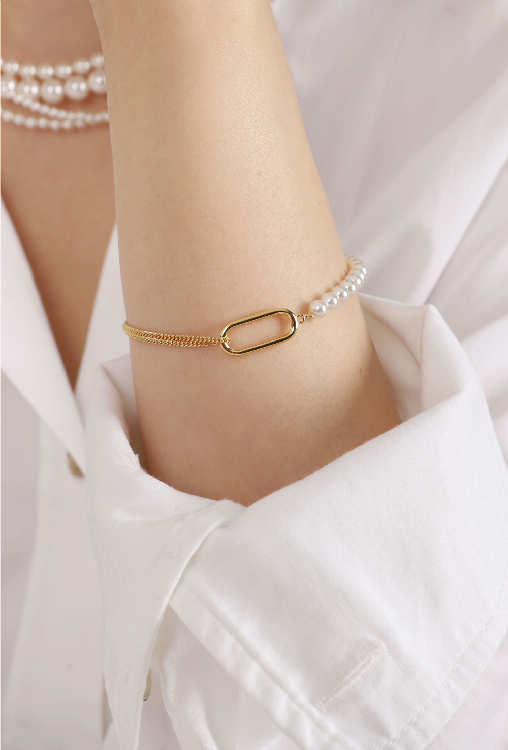 Silver925 Pearl Mix Bracelet PS074B Detail Cut