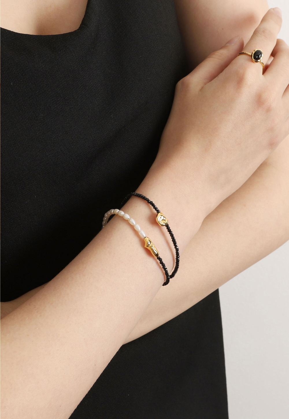 [Celeb Pick] Silver925 Black Spinel Bracelet PS078B Detail Cut