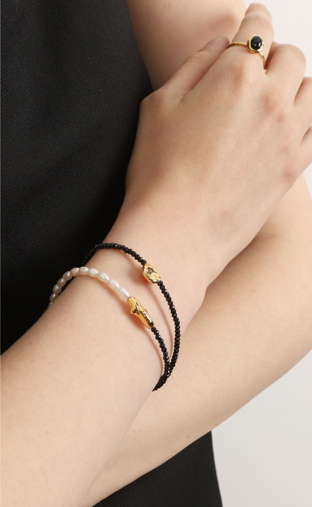 [Celeb Pick] Silver925 Black Spinel Bracelet PS078B Detail Cut