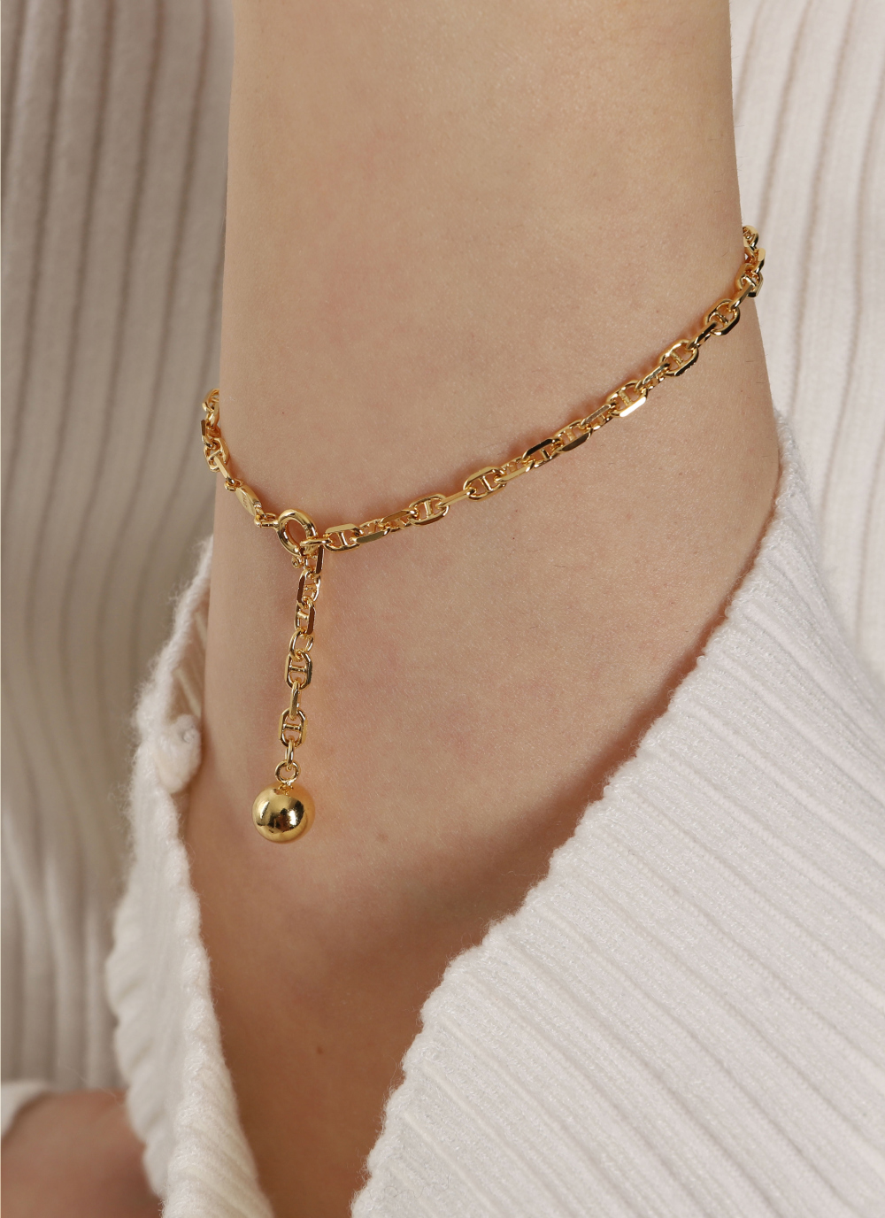 Silver925 Ball Chain Bracelet PS082B Detail Cut