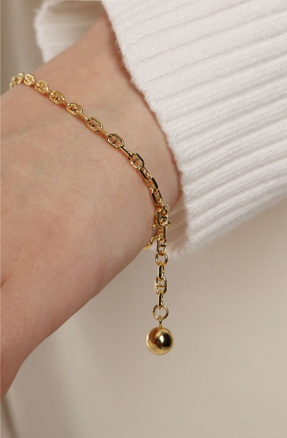 Silver925 Ball Chain Bracelet PS082B Detail Cut