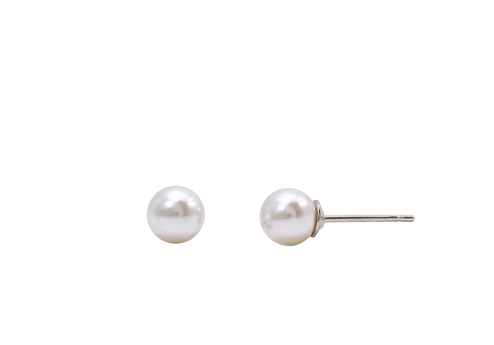 OZEL Silver925 SW Pearl Earrings 6mm PS083E Main Photography