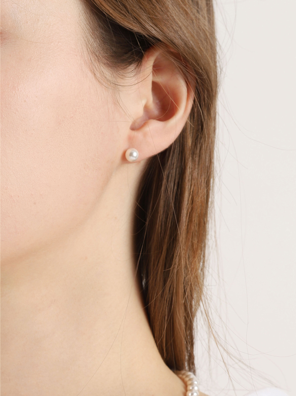 Silver925 SW Pearl Earrings 6mm PS083E Detail Cut