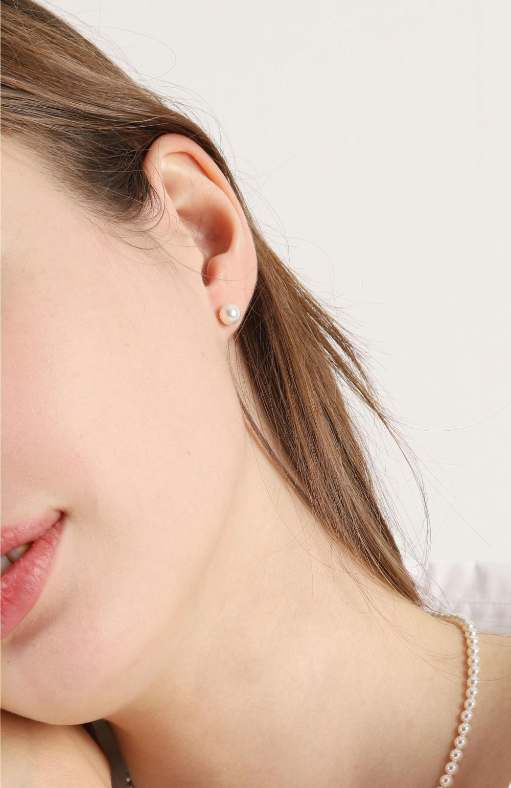 Silver925 SW Pearl Earrings 6mm PS083E Detail Cut