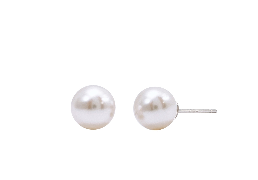 OZEL Silver925 SW Pearl Earrings 8mm PS083E Main Photography