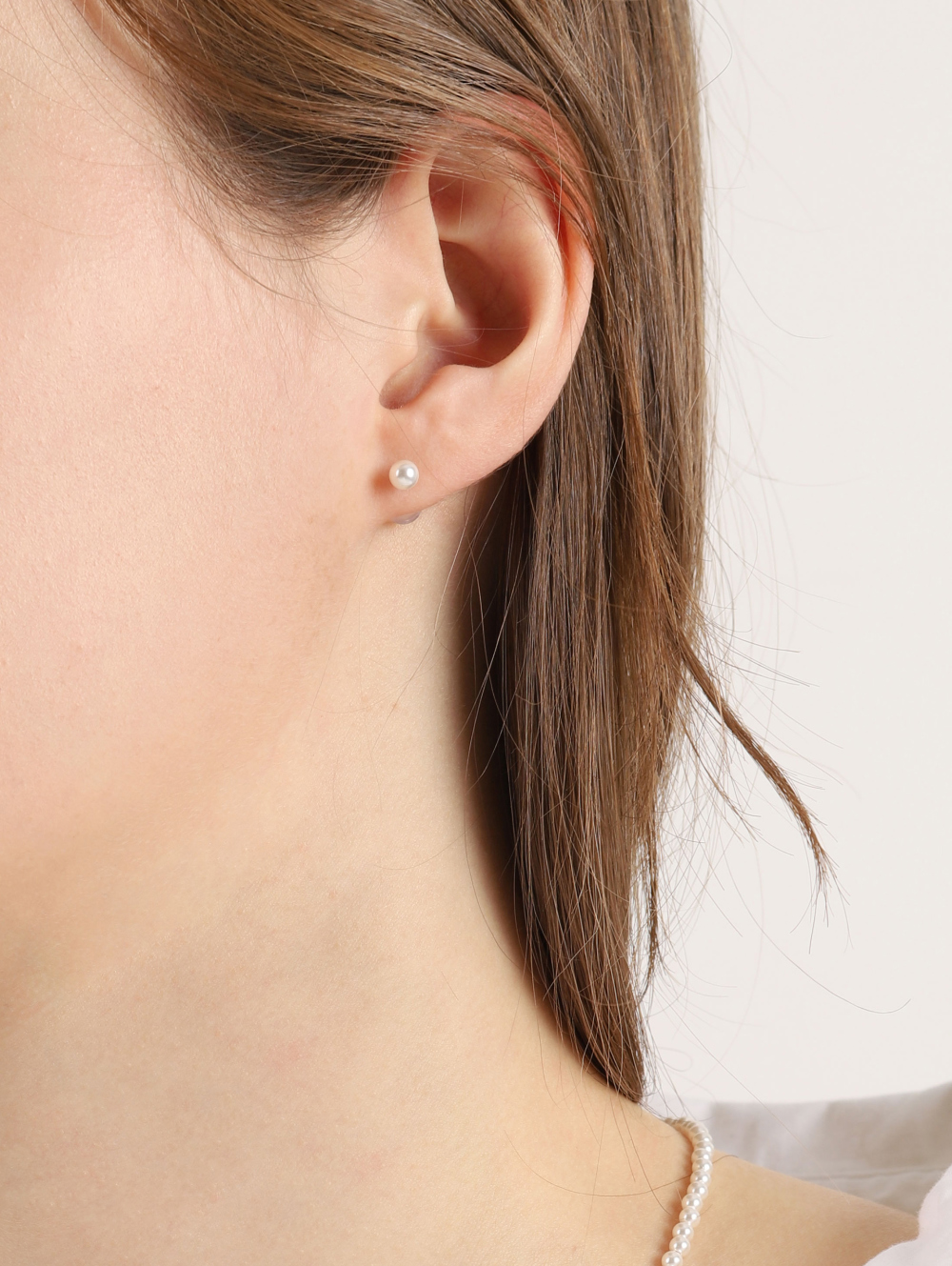 Silver925 SW Pearl Earrings 4mm PS083E Detail Cut
