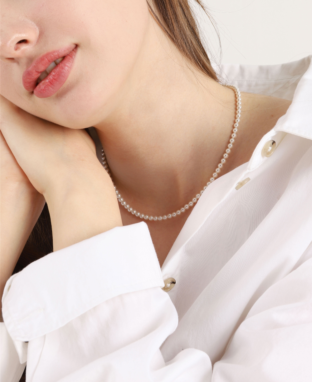 [Celeb Pick] Silver925 SW Pearl Necklace 4mm PS083N Detail Cut