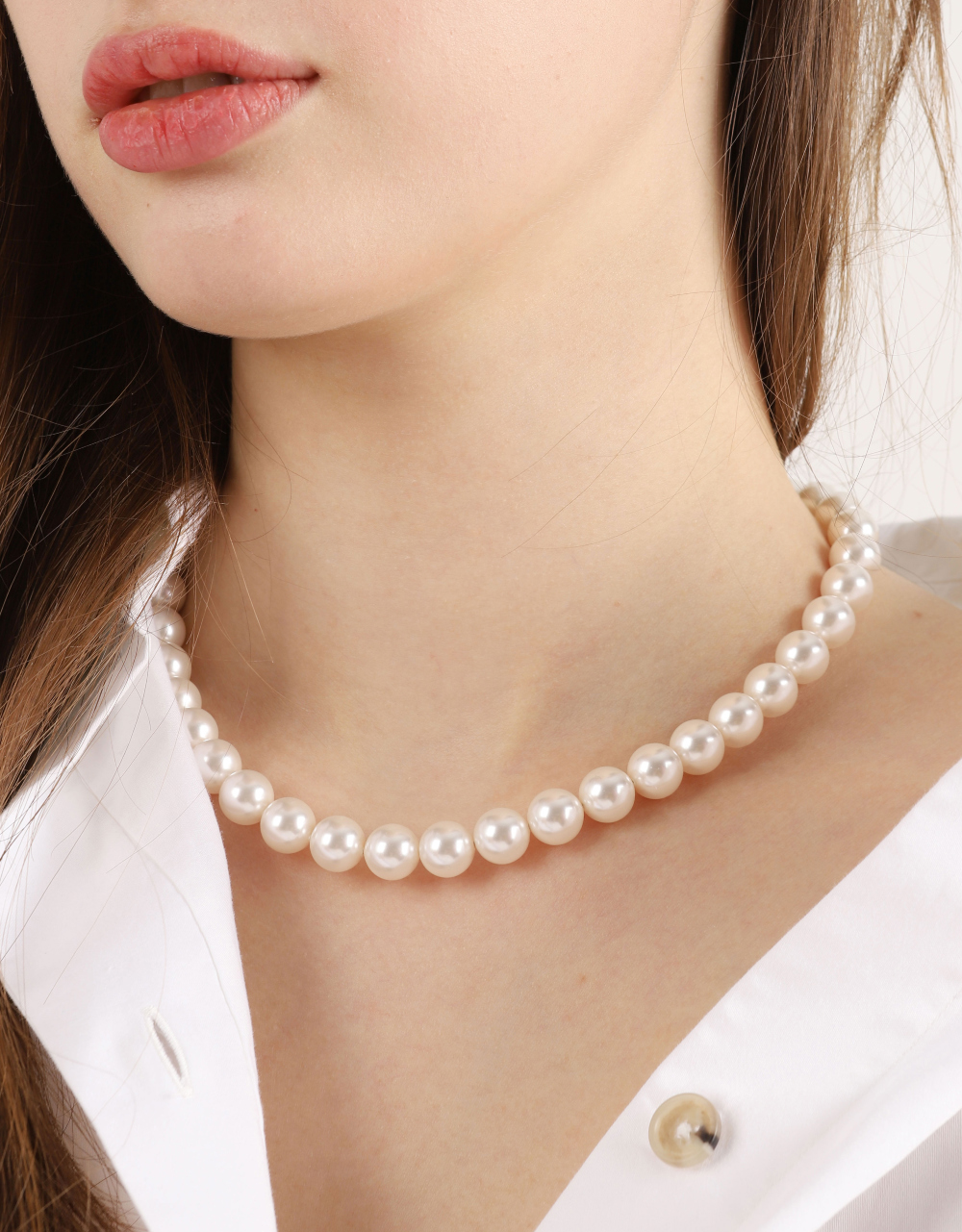 [Celeb Pick] Silver925 SW Pearl Necklace 10mm PS083N Detail Cut