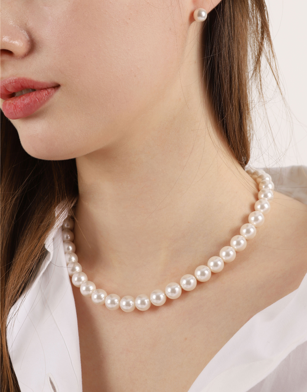 [Celeb Pick] Silver925 SW Pearl Necklace 10mm PS083N Detail Cut