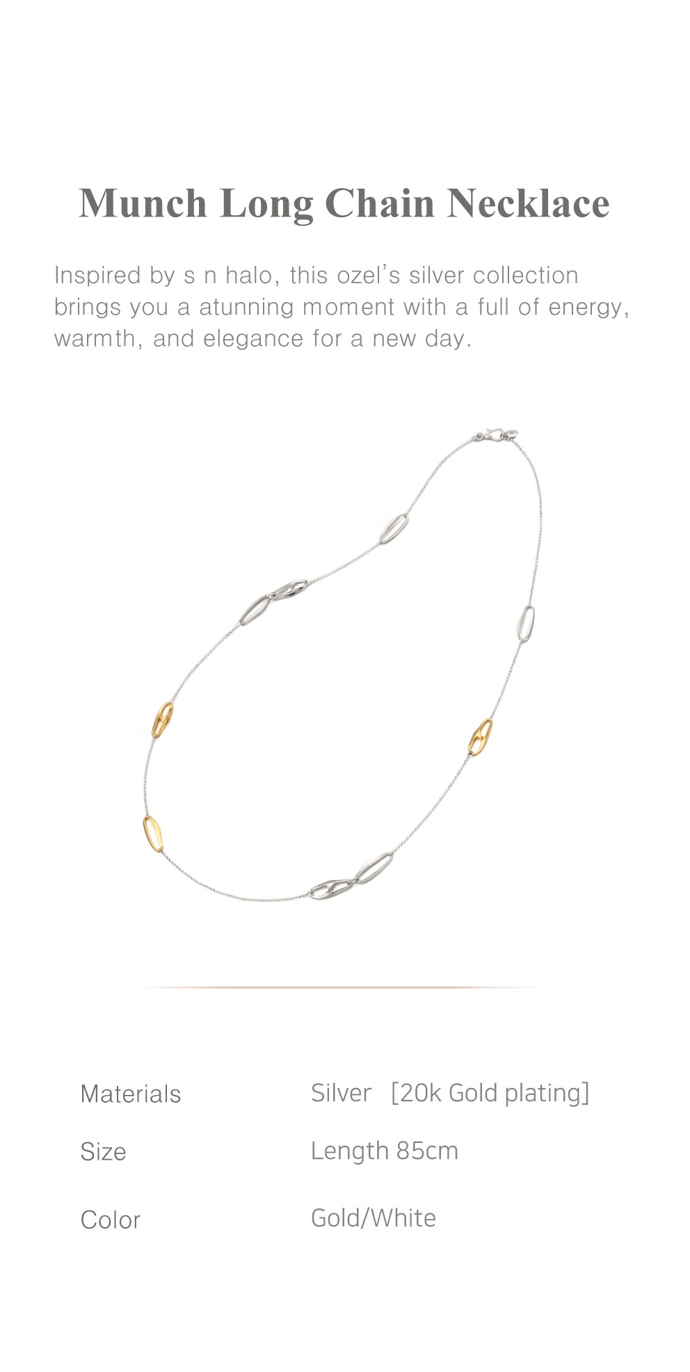 Silver925 Munch Long Chain Necklace PS086-2N Detail Cut