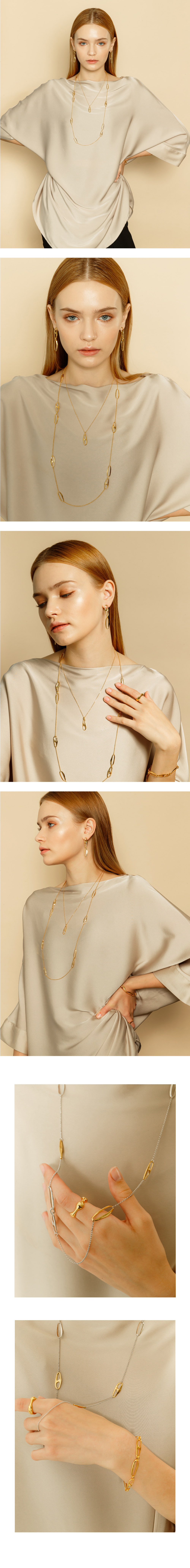 Silver925 Munch Long Chain Necklace PS086-2N Detail Cut