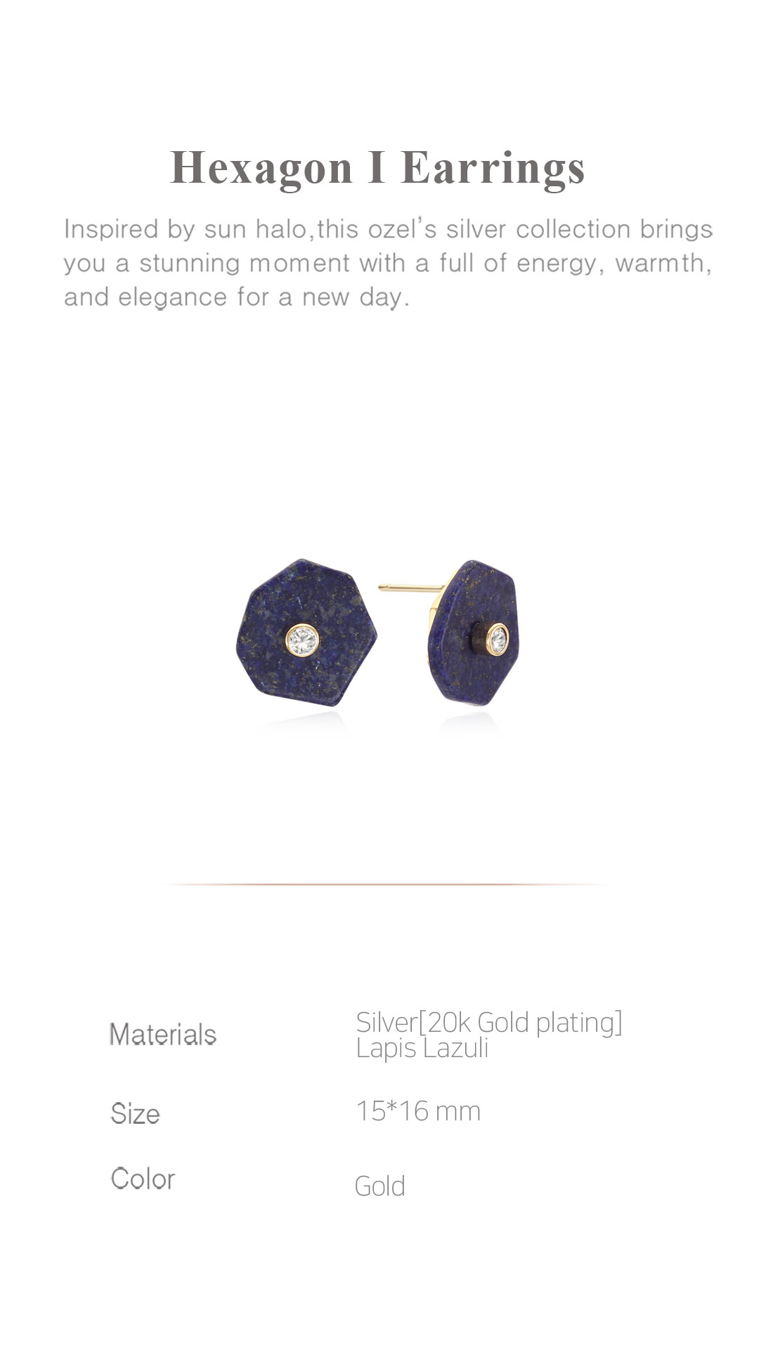 Silver925 Hexagon I Earrings PS087-1E Detail Cut