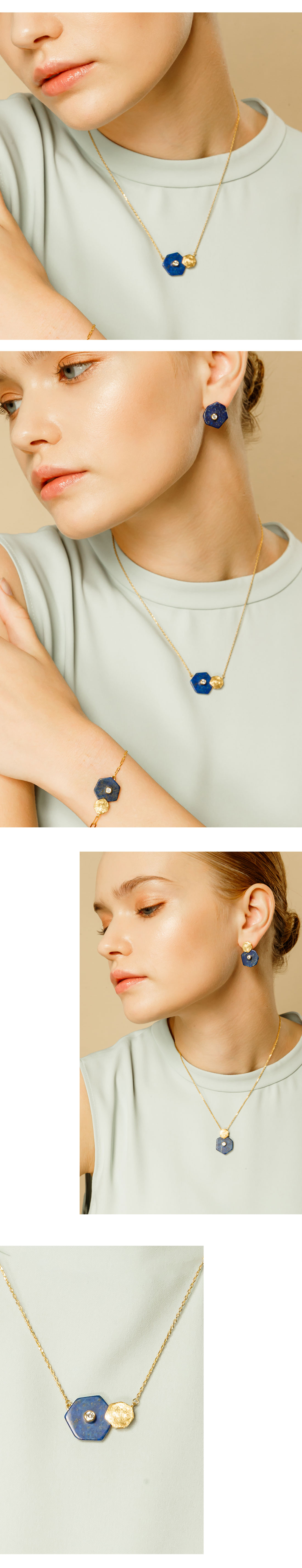 Silver925 Hexagon II Necklace PS087-1N Detail Cut