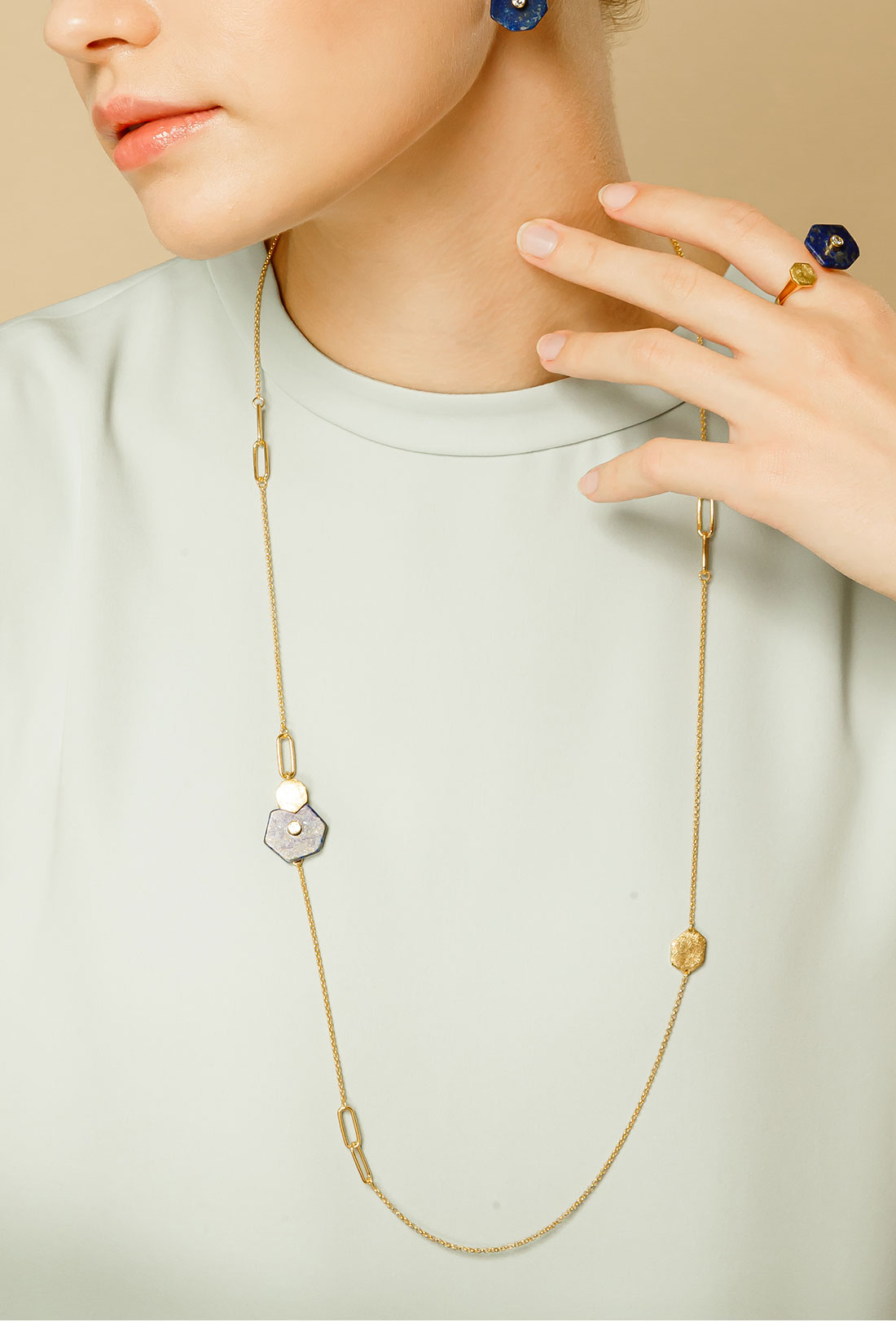 OZEL Silver925 Hexagon III Necklace PS087-2N Main Photography