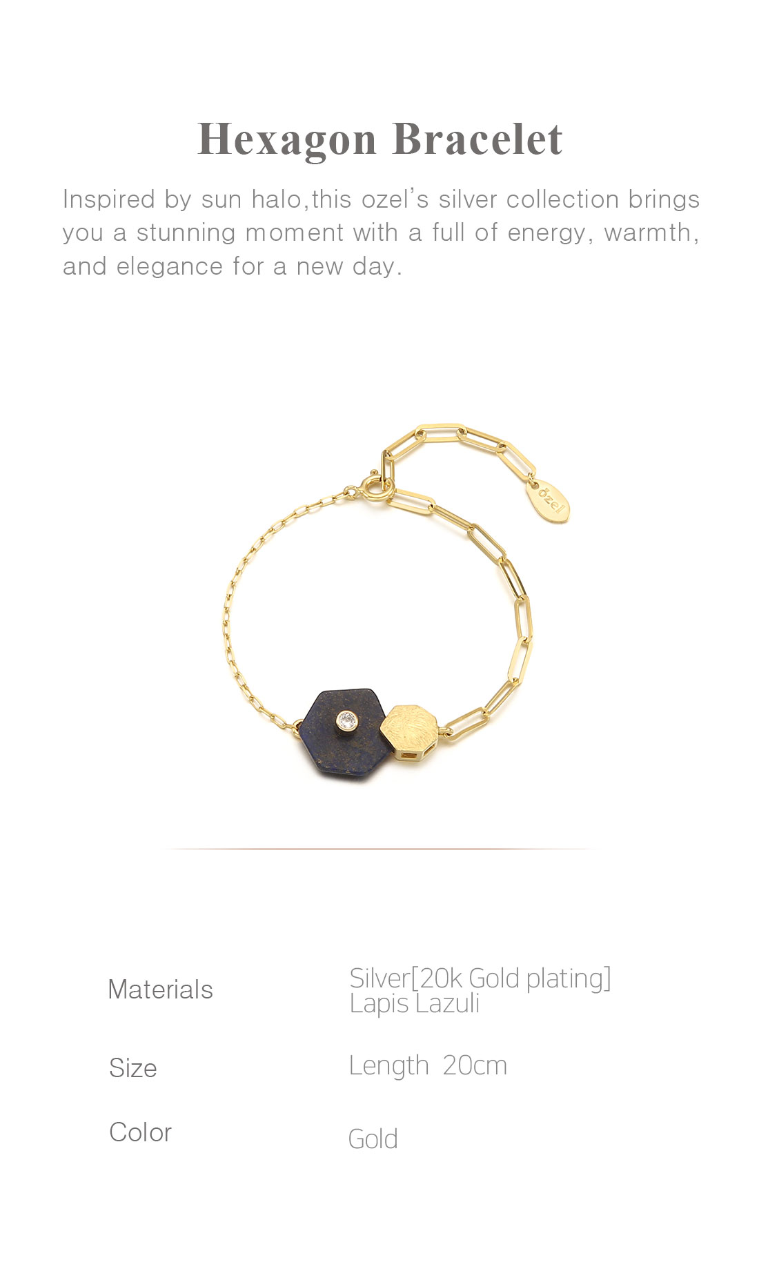 Silver925 Hexagon Bracelet PS087B Detail Cut