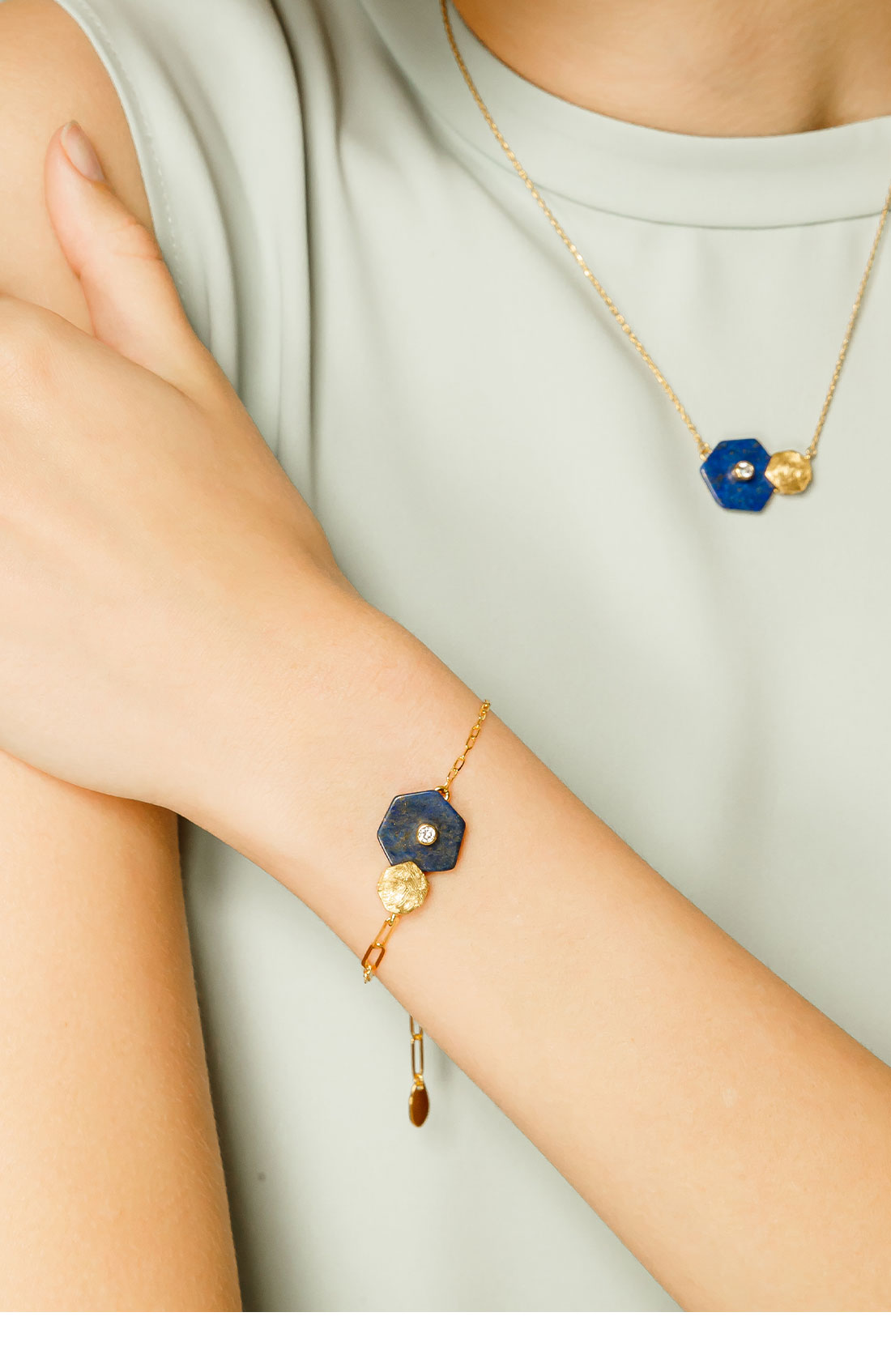 OZEL Silver925 Hexagon Bracelet PS087B Main Photography