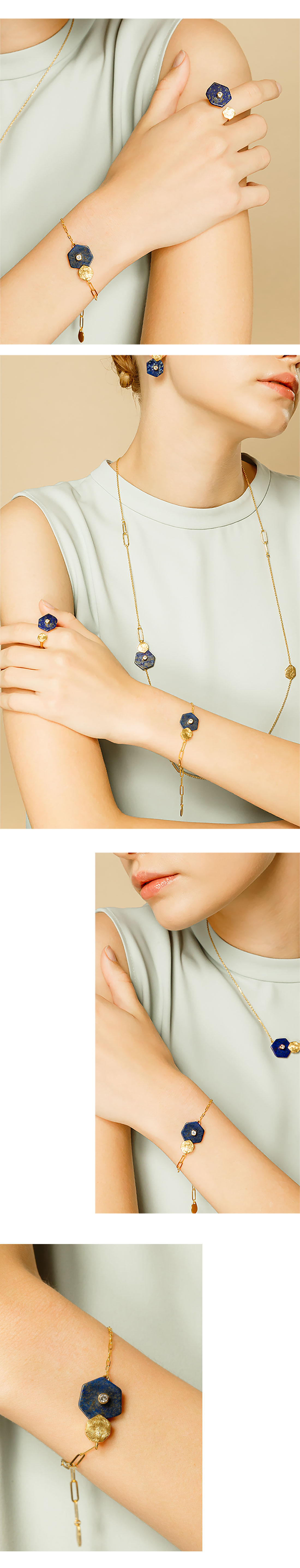 Silver925 Hexagon Bracelet PS087B Detail Cut