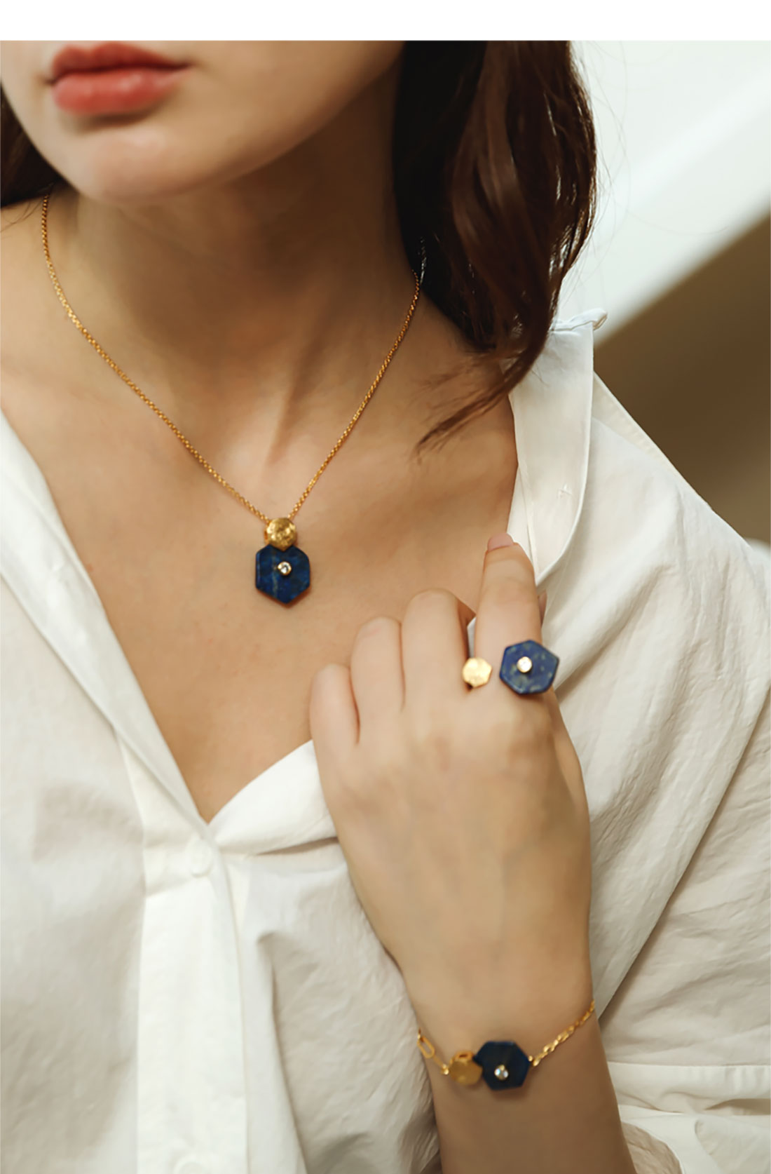OZEL Silver925 Hexagon I Necklace PS087N Main Photography
