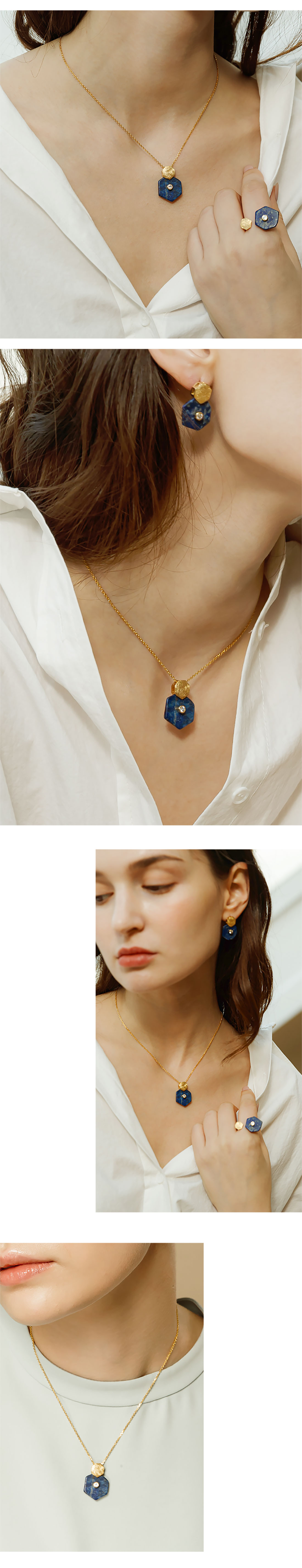 Silver925 Hexagon I Necklace PS087N Detail Cut