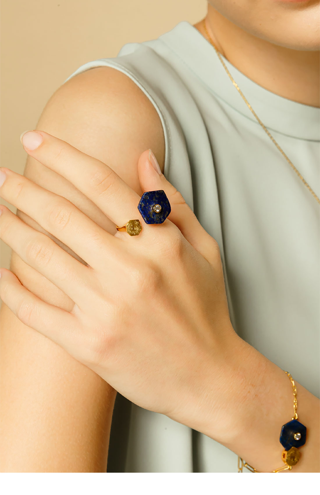 OZEL Silver925 Hexagon Ring PS087R Main Photography