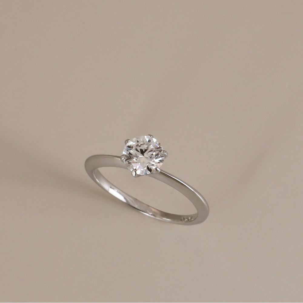 [Custom] Silver925 Moissanite 0.8ct 6 Prong Setting Ring PS091R Detail Cut