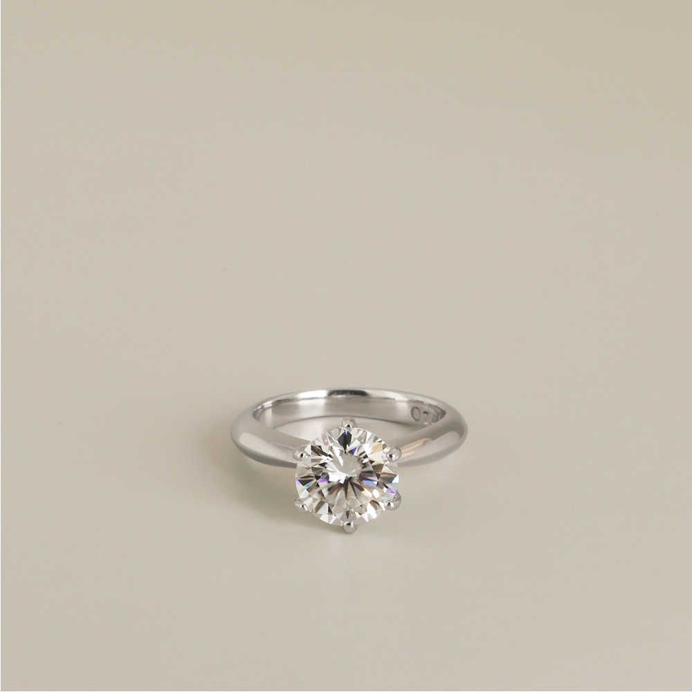 [Custom] Silver925 Moissanite 2ct 6 Prong Setting Ring PS092-1R Detail Cut