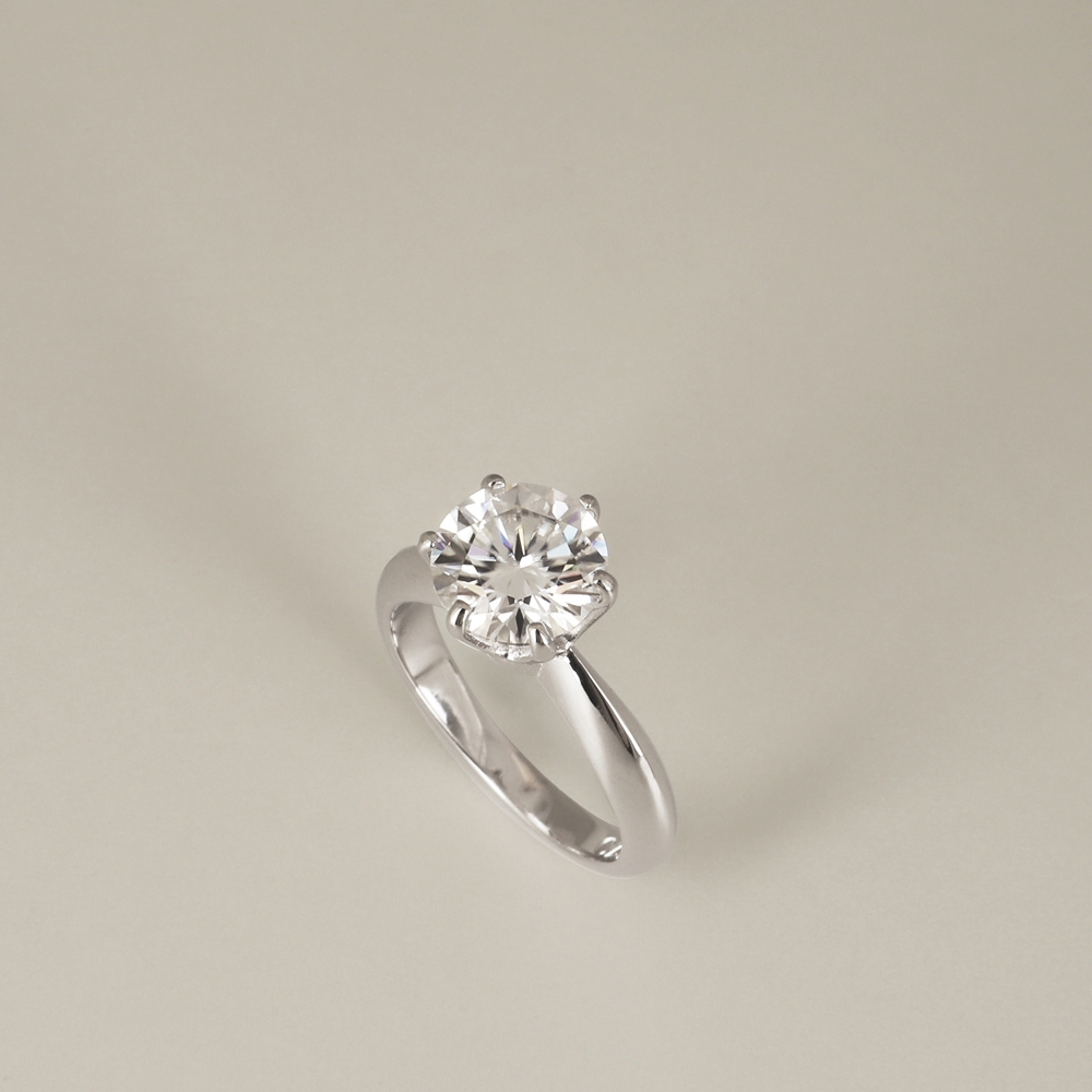 [Custom] Silver925 Moissanite 2ct 6 Prong Setting Ring PS092-1R Detail Cut
