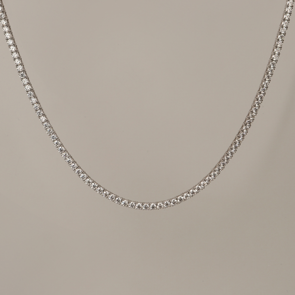 [Custom] Silver925 Moissanite Tennis Necklace PS099N Detail Cut